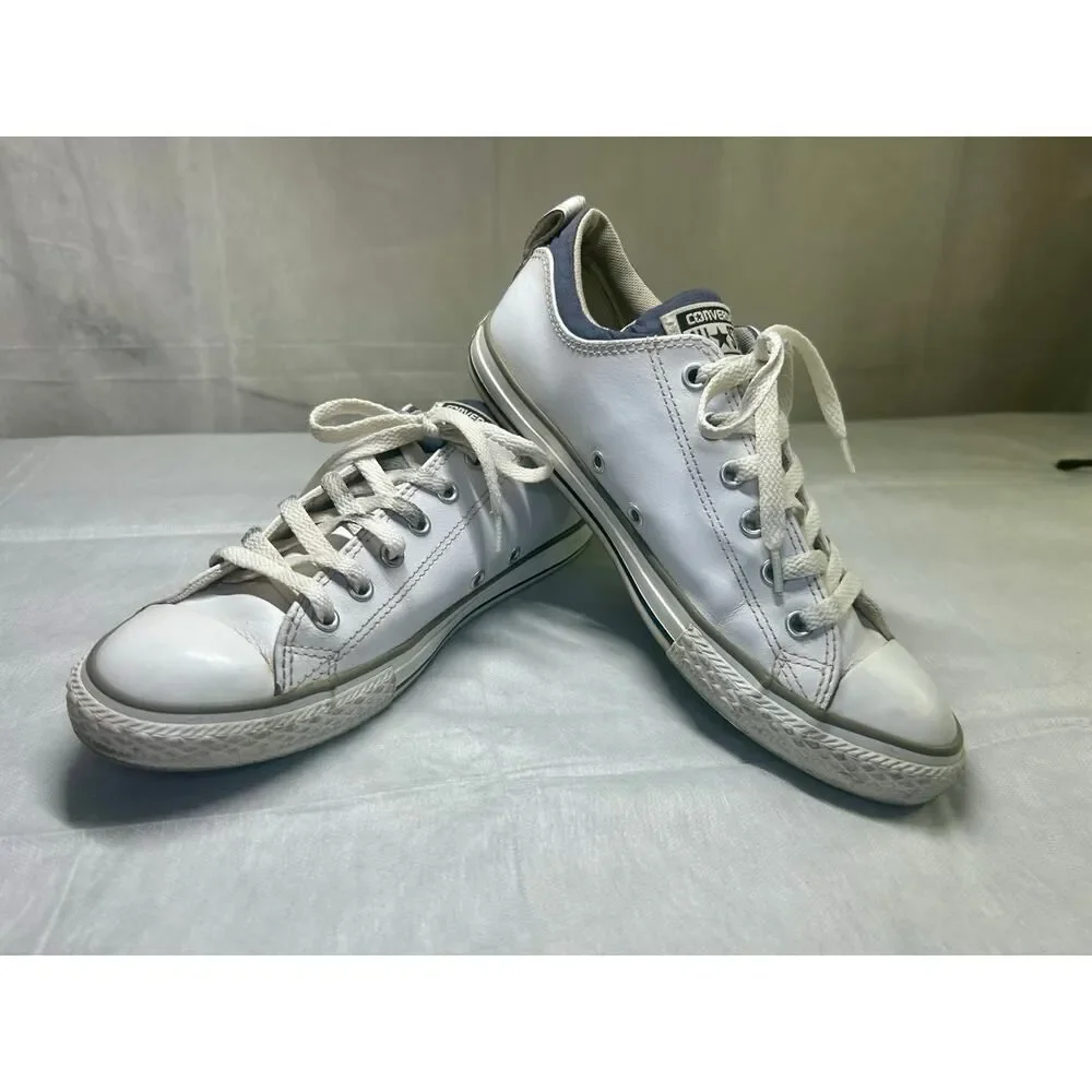 Converse All Star White Leather Low Top Junior Size 5